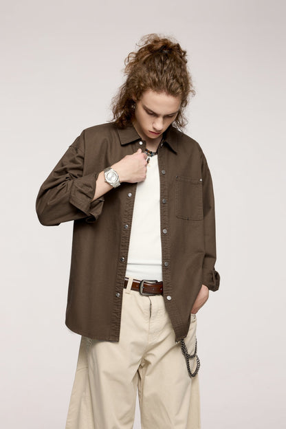 OLA FAN Trendy Casual Retro Work Shirt - Unisex Minimalist Outerwear