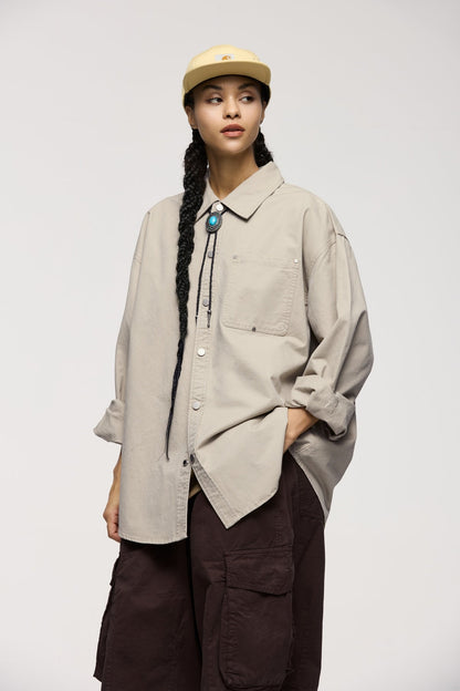 OLA FAN Trendy Casual Retro Work Shirt - Unisex Minimalist Outerwear