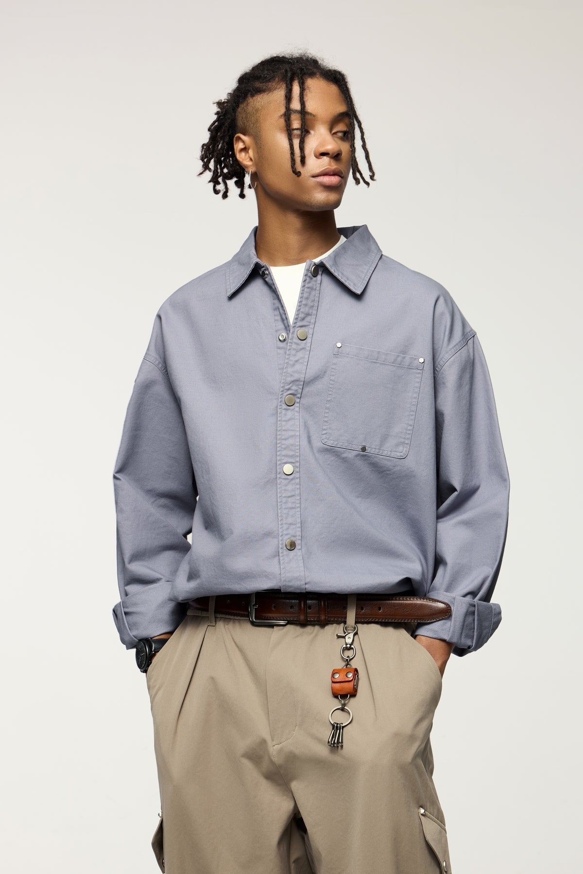 OLA FAN Trendy Casual Retro Work Shirt - Unisex Minimalist Outerwear