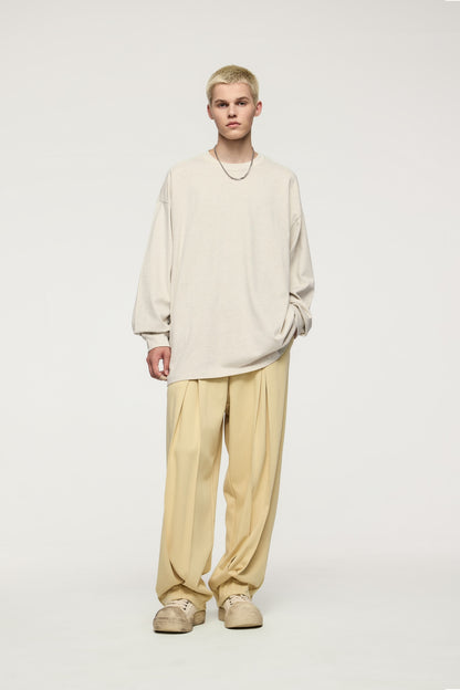 Trendy Unisex Twill Pleated Textured Trousers