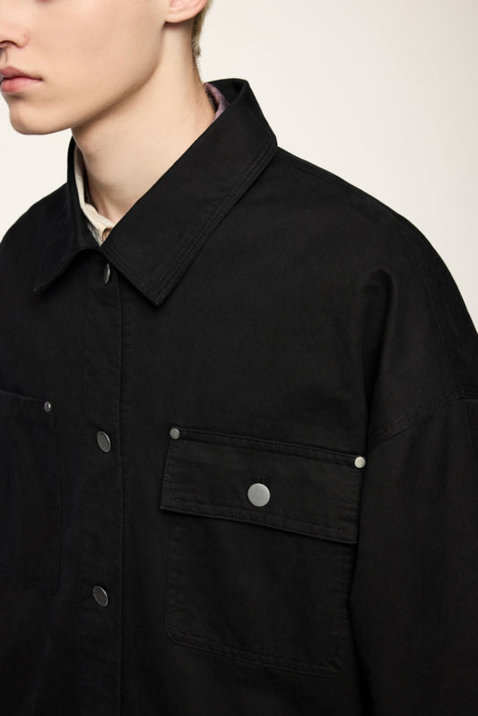 Unisex Minimalist Oversized Cargo Jacket with Front Pockets