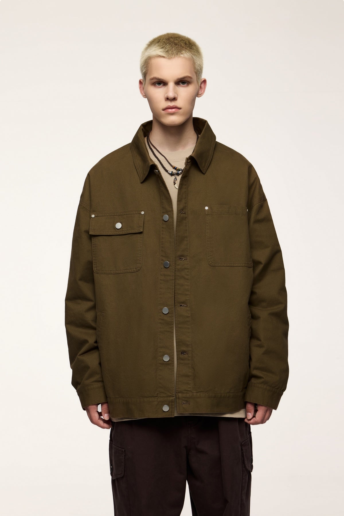 Unisex Minimalist Oversized Cargo Jacket with Front Pockets