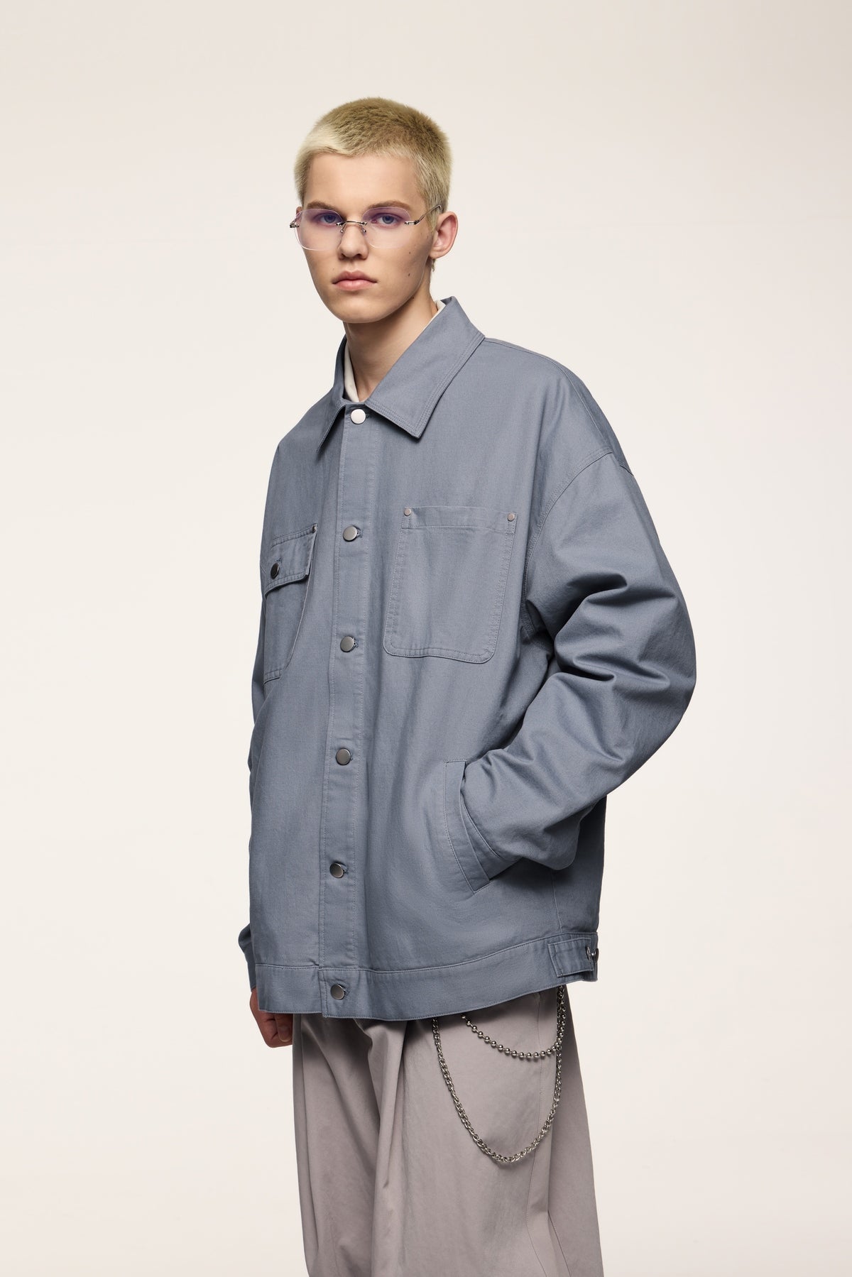 Unisex Minimalist Oversized Cargo Jacket with Front Pockets
