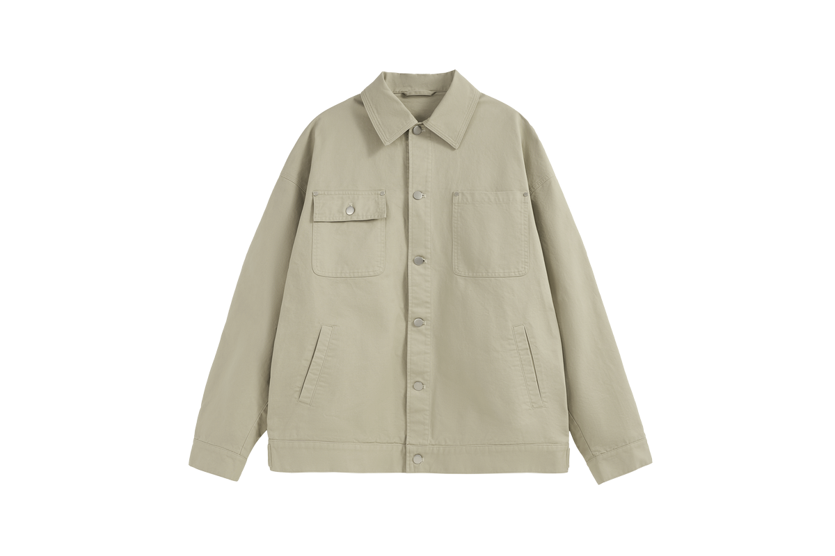 Unisex Minimalist Oversized Cargo Jacket with Front Pockets