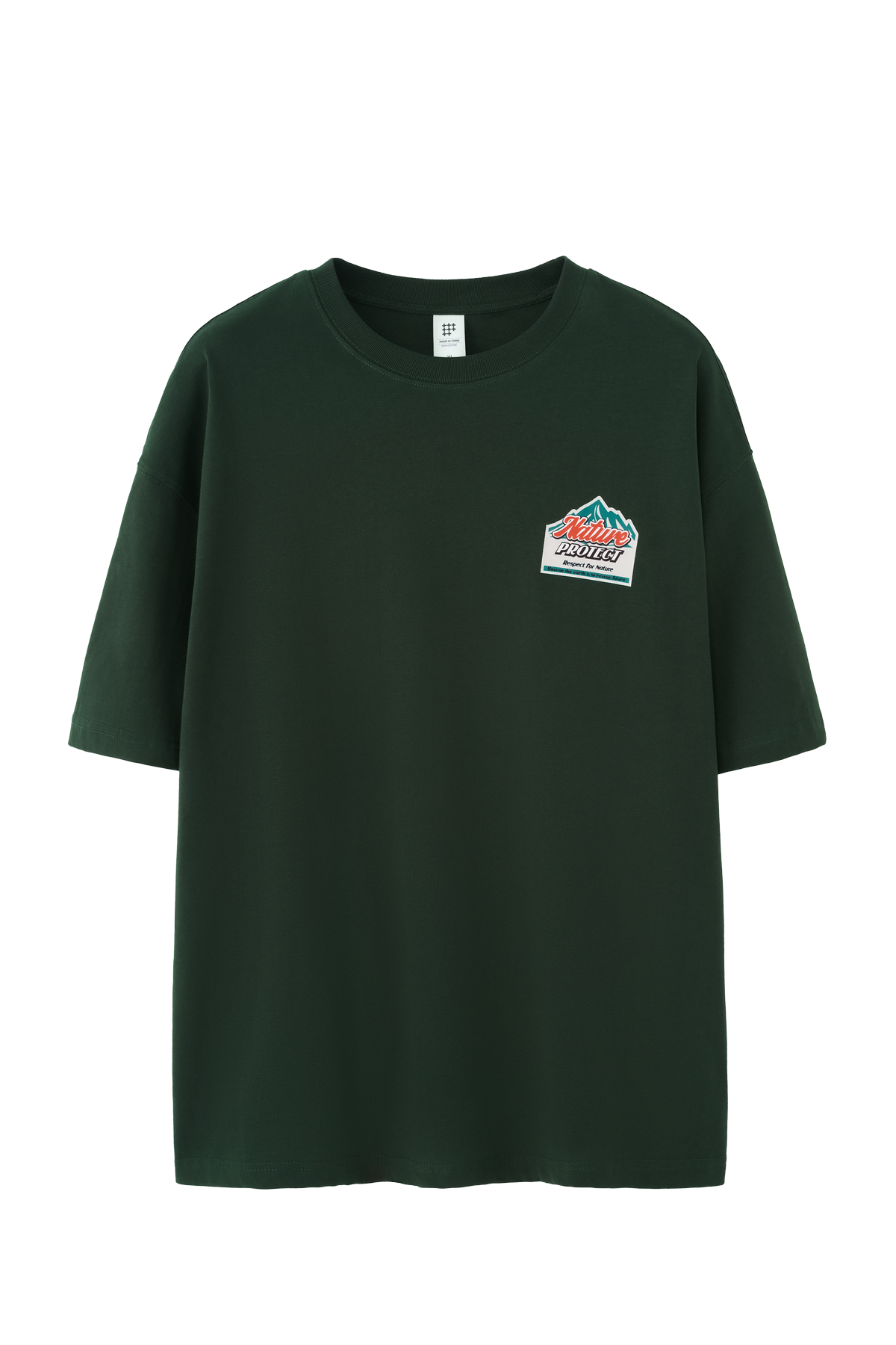 OLA FAN Dark Green Nature Protect T-shirt sku shot–minimalist high street wear