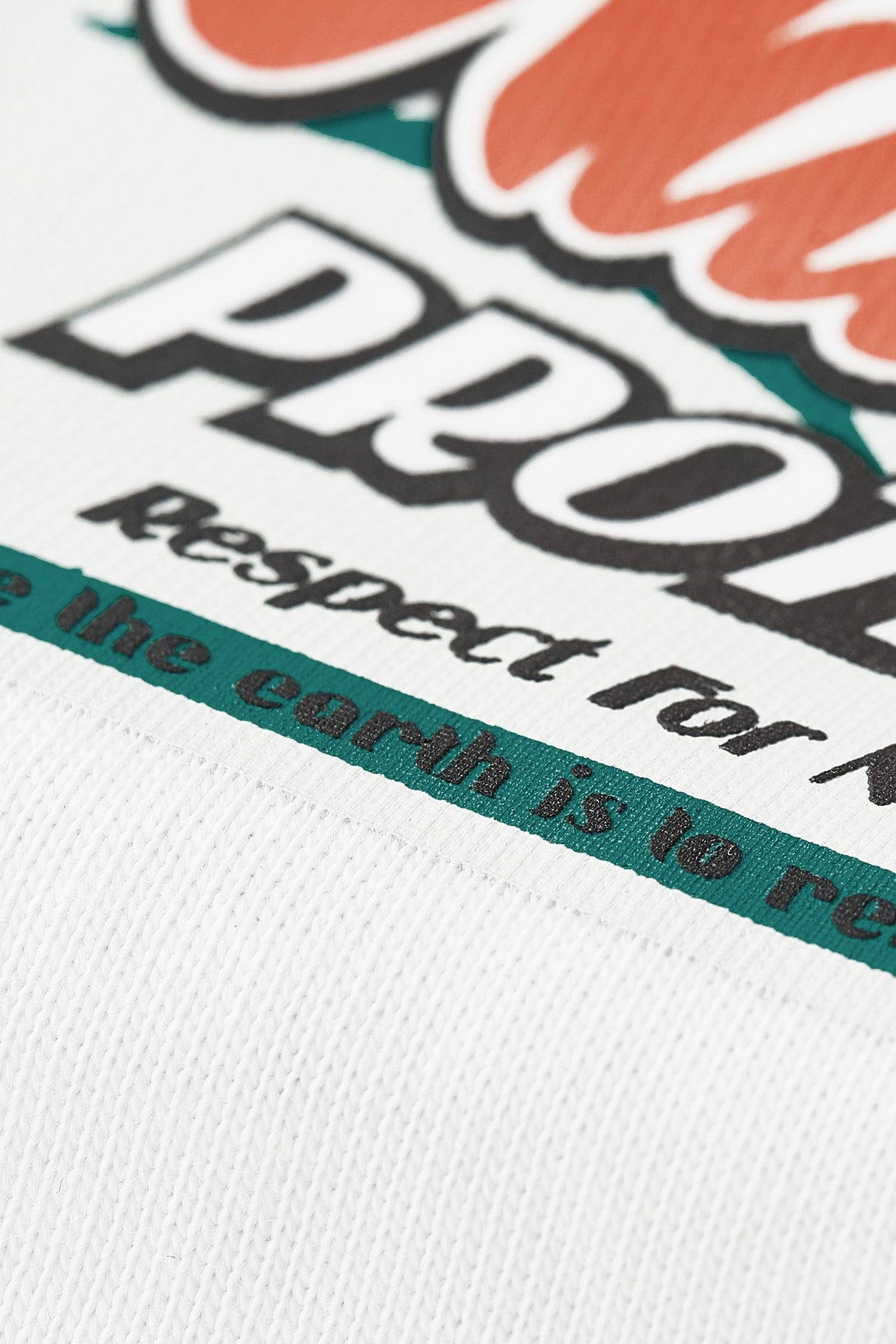 OLA FAN Nature Protect T-shirt material detail close shot–minimalist high street wear