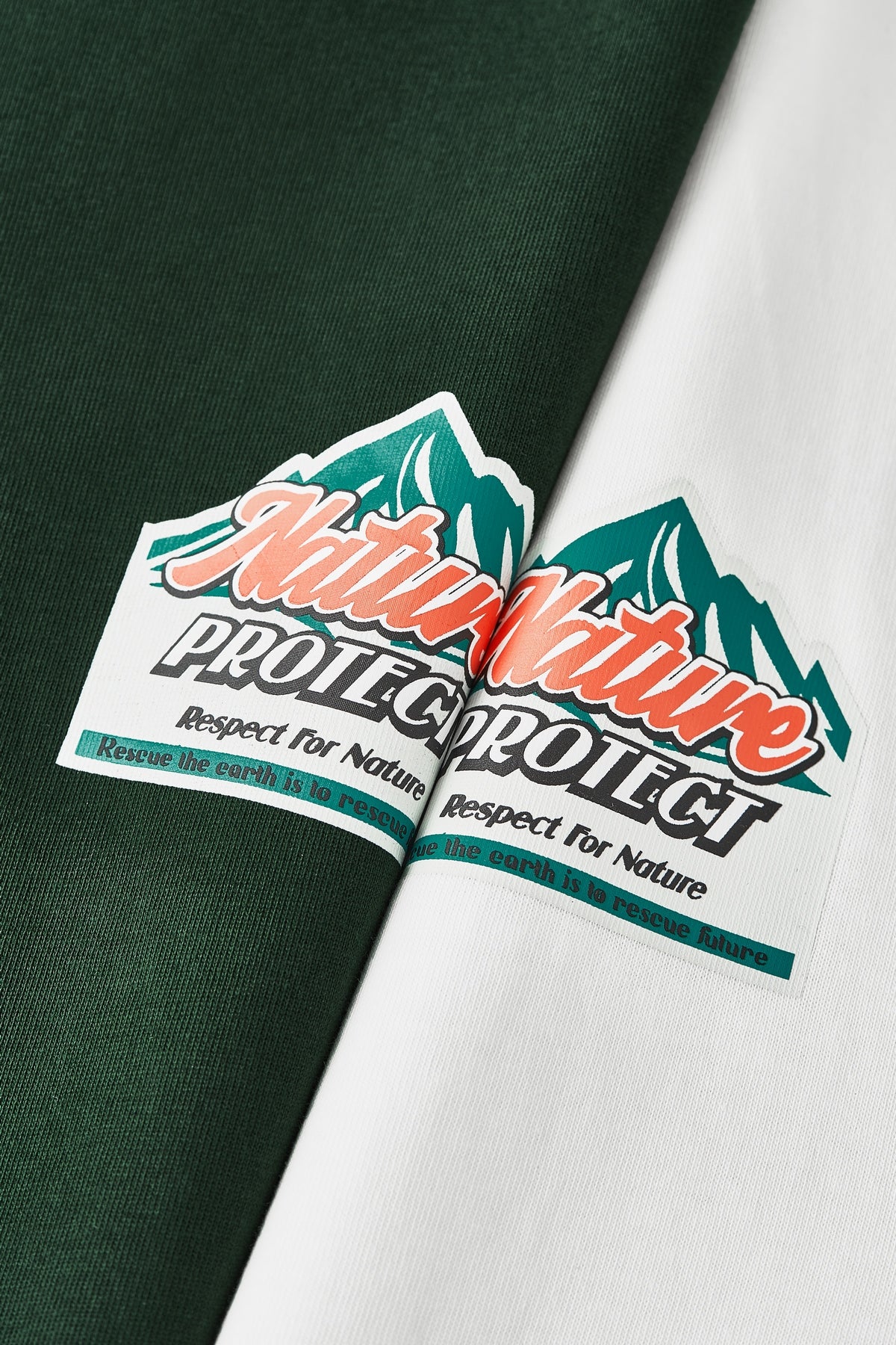 OLA FAN Nature Protect T-shirt material detail close shot–minimalist high street wear