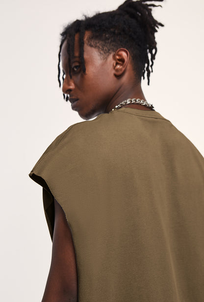 Back design of 305G sleeveless tank top grayish brown– OLA FAN