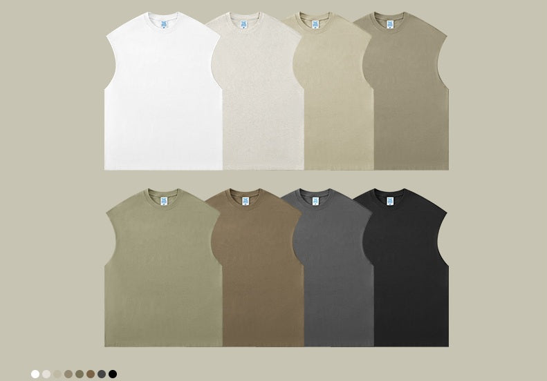 view of heavyweight unisex tank top by OLA FAN in all colour