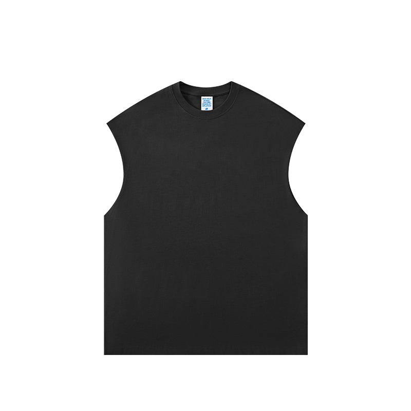 Front view of heavyweight unisex tank top by OLA FAN in black