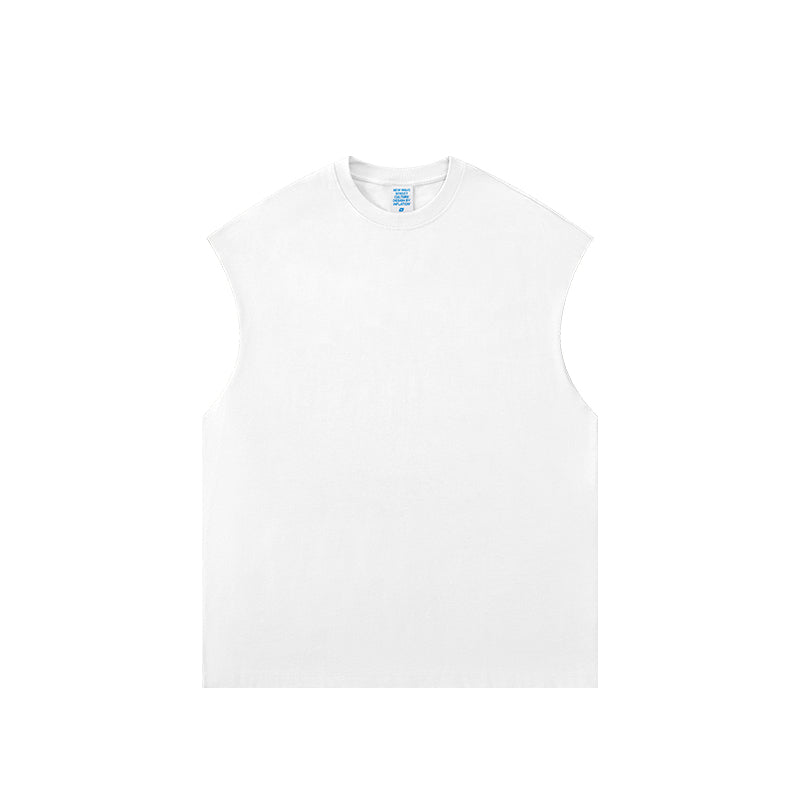 Front view of heavyweight unisex tank top by OLA FAN in white