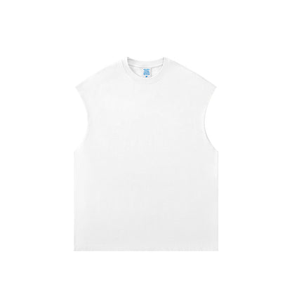 Front view of heavyweight unisex tank top by OLA FAN in white