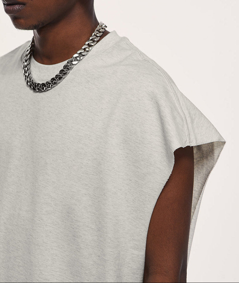 Side design of 305G sleeveless tank top oat gray – OLA FAN